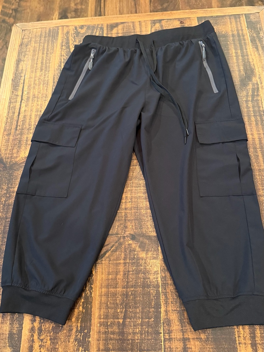 Women's Black Cargo Capri Jogger with Drawstring Waist
